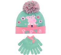 Peppa Pig Set de gorro y guantes de invierno para niños Verde Talla única