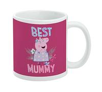 Peppa Pig - Taza de café de cerámica con texto en inglés "Best Mummy", tazas de regalo novedosas para café, té y bebidas calientes, 11 onzas, color blanco