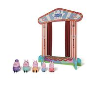 Peppa Pig - Teatro de marionetas de dedo - Teatro Deluxe de madera y tela - Fácil instalación - Incluye marionetas de Peppa, George, Mama Pig, Papa Pig y Abuelo Pig -Tamaño 45X45 cm (Deqube 913D00072)