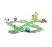 Peppa Pig Whizz-Around Ciudad en Movimiento - Set de Juego con Vehículos Motorizados, Circuito de Carretera y Vía, Casa Electrónica con Sonidos, Coche y Tren, Accesorios, Juguete Desde 2 Años