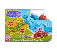 Peppa Pig Whizz-Around Ciudad en Movimiento - Set de Juego con Vehículos Motorizados, Circuito de Carretera y Vía, Casa Electrónica con Sonidos, Coche y Tren, Accesorios, Juguete Desde 2 Años