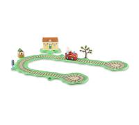 Peppa Pig Whizz-Around Klickety-Klack Set de Tren - Tren motorizado con George y Rebecca, rieles, estación de Tren, Accesorios, estación de Sonido electrónica, Juguete para niños a Partir de 2 años