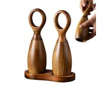 Pepper Grinder, Salt Mill, Wood Mills, Manual Refillable Adjustable Precision Grinding Elegant Portable Kitchen or Dining Table Cooking for Condiments Use 15 x 18.6 x 7.5 cm Brown