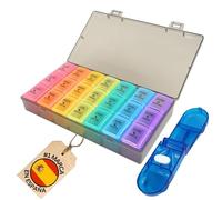 PEPPER® Pastillero Semanal 3 Tomas Español + Corta Pastillas | Organizador de Medicamentos Grande y Diario | Pastilleros Semanales para Viaje, Personas Mayores, Letras Resistentes