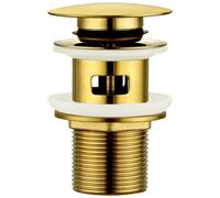 Peppermint Desagüe de lavabo ranurado para baño, tapón de desagüe Click Clack de oro cepillado con desbordamiento para lavabo de baño, fregaderos de recipiente