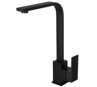 Peppermint Grifo de cocina cuadrado negro monobloque negro mate para grifos mezcladores de cocina, 1 agujero, grifo mezclador de fregadero de una sola palanca, grifo plano moderno para debajo de