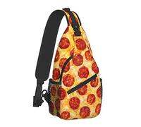 Pepperoni Pizza Sling Bag para Mujeres Hombres, Divertido Patrón de Comida Crossbody Bolsas de Hombro Casual Sling Mochila Pecho Bolsa Viaje Senderismo Mochila para Exteriores