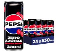 Pepsi zero Cherry Refresco de cola con cero azúcar y cero calorías, pack de 24 latas de 330 ml, 7.92 litros en total