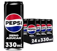 Pepsi zero Refresco de cola con cero azúcar y cero calorías, pack de 24 latas de 330 ml, 7.92 litros en total