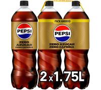 Pepsi zero sin cafeína Refresco de cola con cero azúcar y cero calorías, packs de 2 botellas de 1.75 litros, 3.5 litros en total