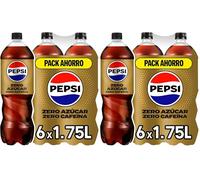 Pepsi zero sin cafeína Refresco de cola con cero azúcar y cero calorías, packs de 6 botellas de 1.75 litros, 10.5 litros en total (Paquete de 2)