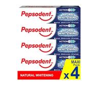 Pepsodent Pasta de dientes blanqueadora natural con flúor y calcio para dientes más blancos en una semana, 75 ml (4 x 75 ml)