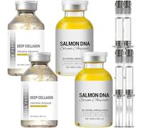 Péptido de seda intensivo lifting ampolla y ampollas de ADN de salmón, suero de colágeno profundo para el rostro, suavizante, antiarrugas e hidratante con colágeno y péptido (4pcs)