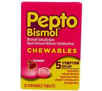 Pepto-Bismol 5 Síntomas Alivio Digestivo Tabletas Masticables, Cereza 30 EA