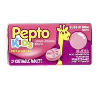 Pepto Bismol Indigestión ácida para niños, acidez estomacal, estómago agrio, alivio del malestar estomacal, sabor a chicle, 24 tabletas masticables (el embalaje puede variar)