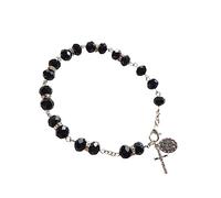 PEPWE Pulsera de rosario de cristal multicolor, adorno para decoración del hogar para adultos, hombres y mujeres rezando, 23cm, Aleación, cristal, diamante brillante