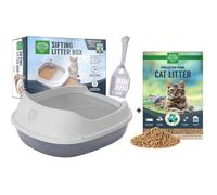 Pequea seleccin de mascotas Caja de arena para gatos y combo de pellets de pino de 8 lb gratis con 5 almohadillas de orina gratuita y un sistema pr