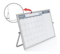 Pequeal calendario de tablero blanco de doble cara - Mini tablero de borrado seco de escritorio porttil con stand y pequeo planificador de pizarra