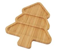 Pequeña Bandeja navideña de bambú en Forma de árbol de Navidad 30x22x1,5cm con 3 Compartimentos - Bandeja de Servir para Aperitivos, Galletas y decoración Festiva