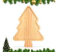 Pequeña Bandeja navideña de Madera en Forma de árbol de Navidad 30x22x1,5cm - Bandeja de Servir para Aperitivos, Galletas y decoración Festiva