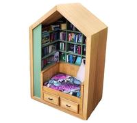 Pequeña biblioteca con libros pequeños, biblioteca pequeña - Innovador juego de decoración de libros de sala de lectura antiestrés | Estantería de libros Única, escena Miniatura, Biblioteca Miniatu
