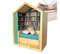 Pequeña biblioteca - Innovadora sala de lectura antiestrés, caja de libros en miniatura | Librería en miniatura con libros pequeños, estante de libros de decoración, escena en miniatura con 200 libros