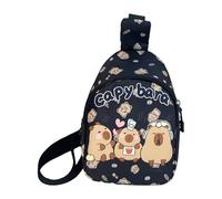 Pequeña bolsa cruzada con diseño de dibujos animados Capybara Fannys, bolsa de pecho para niños, regalos de viaje para niños y niñas, mochila para niños, Negro