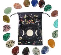 Pequeña bolsa de joyería, bolsa de tarot con patrón de fase lunar con cordones, bolsa de almacenamiento de cartas de tarot, bolsa de portátil para aretes, collares, cubiertas de oráculo, runas