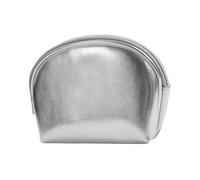Pequeña bolsa de maquillaje, bolsa de cosméticos, bolsa de aseo de piel sintética, portátil, elegante para viajes, artículos esenciales, tocador, baño, media luna