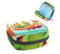 Pequeña bolsa de maquillaje de viaje, bolsas de cosméticos para mujer, barco de dragón de dibujos animados, bolsa de época