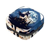 Pequeña bolsa de maquillaje de viaje, bolsas de cosméticos para mujer, castillo de bruja, luz de luna, bolsa de época