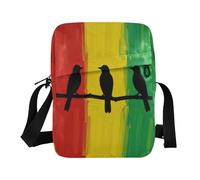 Pequeña bolsa de mensajero para hombre sobre el hombro, bolsa cruzada para hombro, correa ajustable, diseño de pájaro musical jamaicano