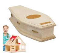 Pequeña caja de ataúd - decoración gótica de dollhouses, mini accesorio de madera | Estilo rústico adorno artesanal sin terminar, modelo clásico de figura de exhibición hecha a mano de madera | Grito