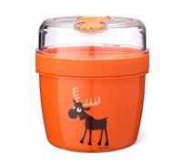 Pequeña Caja de Dos Piezas Bento Box La Caja de Dos Piezas con Bolsa de Hielo Mantiene Varias Horas fría, Incl. Cubiertos, en Naranja Ø 11,7 x 12,9 cm, 0,6 L + 0,3 L