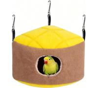 Pequeña casa de nido de pájaros cálida de invierno, cama para pájaros para jaula, hamaca colgante, cabaña escondida, regalo para periquitos lineolados, cacatúas, conures hámster (amarillo)