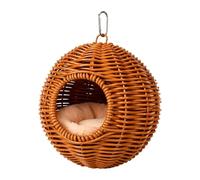 Pequeña casa de periquitos - Cabaña de descanso para cacatúas de 17 cm, cesta de alambre abovedado, masa colgante de 200 g, malla de hierro chapado resistente a mordeduras para pinzones de cría de