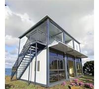 Pequeña casa prefabricada expandible de 20 pies con 4-6 dormitorios, cocina completa y baño, casa modular de lujo de 2 pisos para adultos, villa móvil plegable móvil de 2 pisos, edificio de oficinas