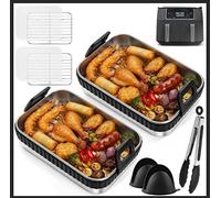 Pequeña cazuela para airfryer de acero inoxidable para freidora de aire caliente, 20 x 15 x 5 cm, para Ninja AF400EU/AF451EU/AF500EU/DZ400EU, accesorios para airfryer para Ninja, Cosori, Philips
