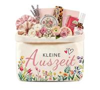 Pequeña cesta de regalo de tiempo libre, bolsa de regalo de algodón y lino, envoltorio de regalo para mujeres, regalo de relajación para mujeres, mamá, novia para cumpleaños, Navidad (blanco)