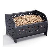 Pequeña cesta portátil de pellets, cesta de quemador de pellets para chimeneas y estufas de leña, 27.9 x 20.1 x 7 pulgadas, 4.1 kg (negro)