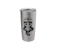 Pequeña chica ciclista Carril bici Vaso térmico de acero inoxidable de doble pared