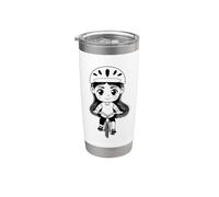Pequeña chica ciclista Carril bici Vaso térmico de acero inoxidable de doble pared