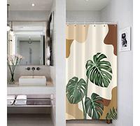 Pequeña Cortina de Ducha Tropical Botánico Medieval Abstracto Hojas De Palma De Arce Baño Cortina De Ducha Impermeable Tela De Poliéster Arte Cortina De Baño Decorativa 92x183cm