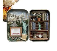 Pequeña de recuerdos, escena patriótica 2D de metal vintage, decorativa americana 1776-2026 | para el hogar, dormitorio, estudio, oficina, escuela, aula, granja, , vacaciones