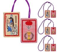 Pequeña escapularia morada Marie Julie Jahenny de bendición y protección, paquete de 3 regalos de primera comunión y confirmación, collar católico escapulario morado, S, Poliéster, No es una piedra