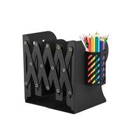 Pequeña estantería de escritorio - Organizador de libros telescópico, estante de almacenamiento de metal, estante de mesa ajustable, longitud extensible, diseño que ahorra espacio, estructura de acero