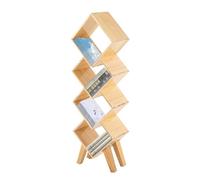 Pequeña estantería de pino de pie, estantería alta de 4 niveles, marco abierto, estantería de madera, organizador de libros, estanterías industriales, soporte para libros en espacios pequeños