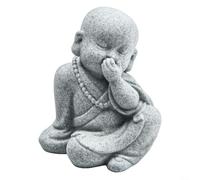 Pequeña estatua de Buda, figura de monje sabio See Speak Hear No Evil, adorno de resina de arenisca para decoración de peceras, decoración de césped de jardín, zen para patio al aire libre (F)