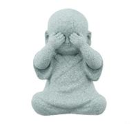 Pequeña estatua de Buda, figura de monje sabio See Speak Hear No Evil, adorno de resina de arenisca para decoración de peceras, decoración de césped de jardín, zen para patio al aire libre (E)