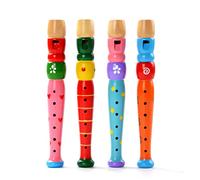 Pequeña grabadora de madera, flauta de madera, colorida, instrumento musical de enseñanza temprana